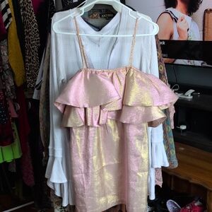 Buddy Love Shimmering Pink and Gold Ruffle Dress